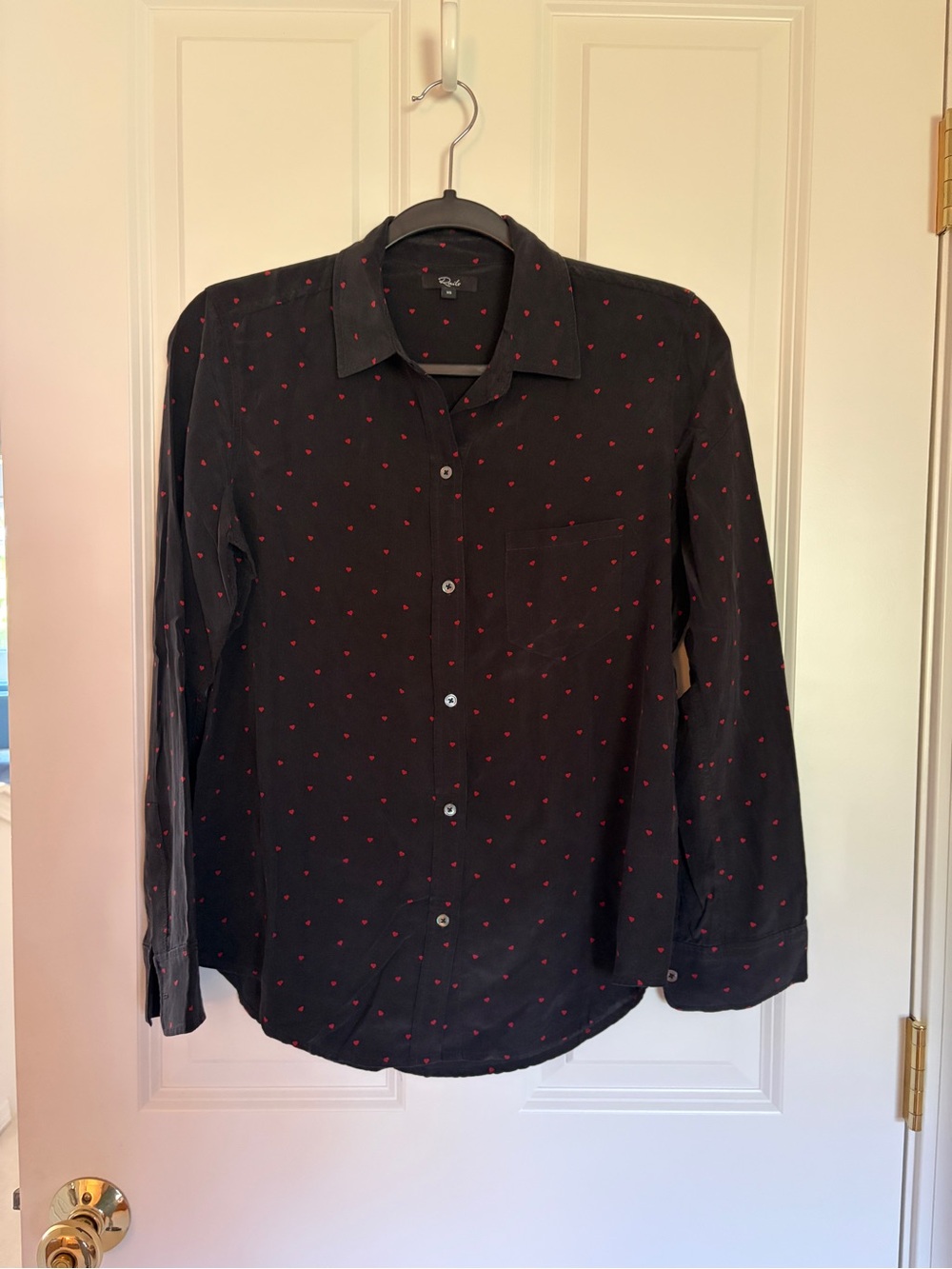Rails Black Button-Down Shirt with Red Dot Pattern